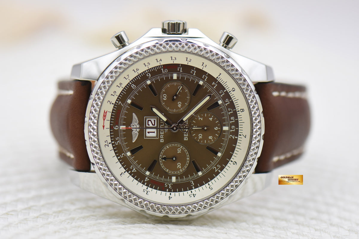 [SOLD] BREITLING BENTLEY 6.75 CHRONOGRAPH 48.7mm STEEL LEATHER STRAP AUTOMATIC BRONZE DIAL A44362 (MINT)