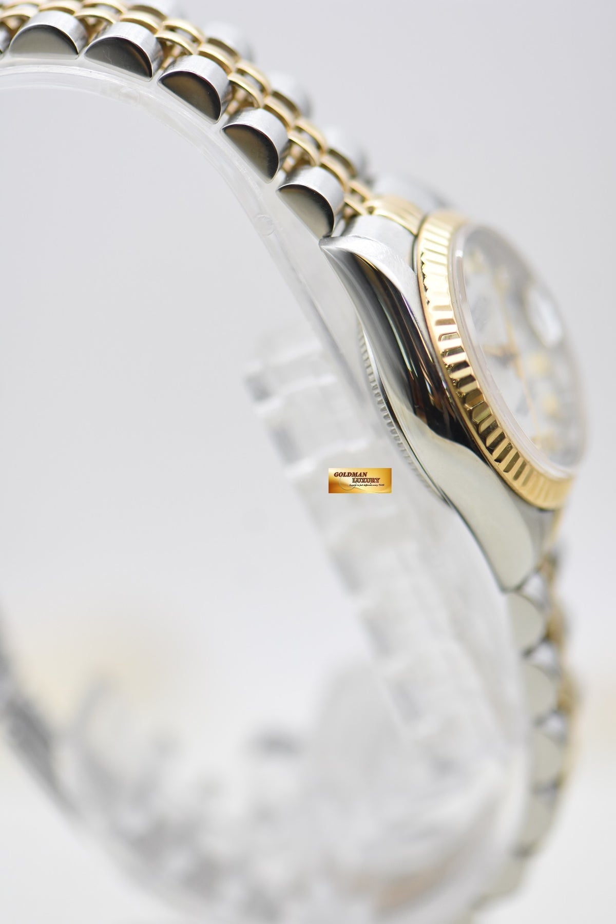 [SOLD] ROLEX OYSTER DATEJUST 26mm HALF-GOLD IN JUBILEE BRACELET SILVER DIAMOND DIAL 69173 (MINT)