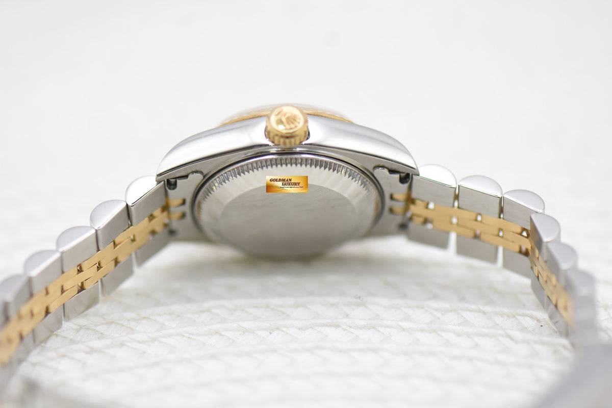 [SOLD] ROLEX OYSTER DATEJUST 26mm HALF-GOLD IN JUBILEE BRACELET SILVER DIAMOND DIAL 69173 (MINT)