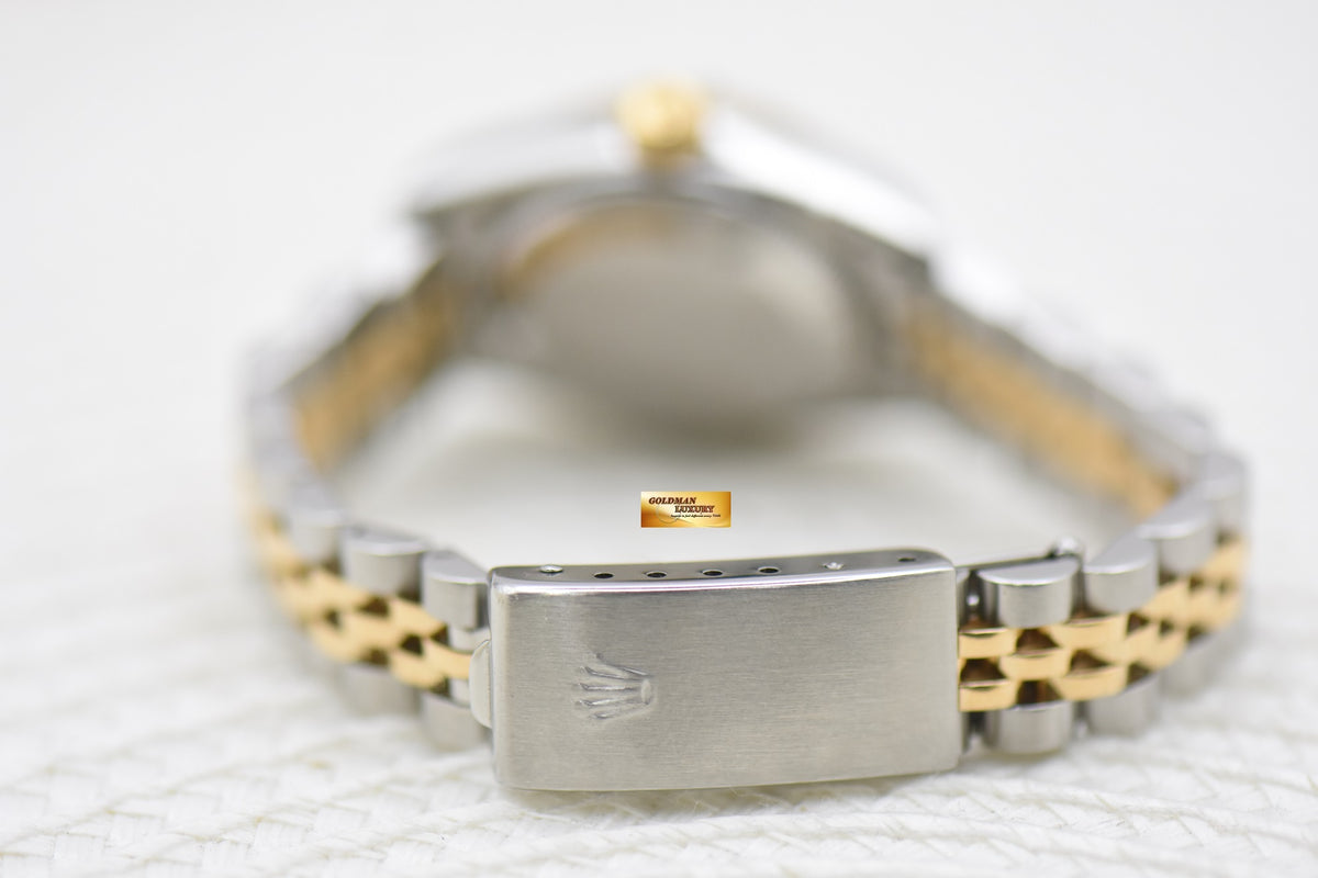 [SOLD] ROLEX OYSTER DATEJUST 26mm HALF-GOLD IN JUBILEE BRACELET SILVER DIAMOND DIAL 69173 (MINT)