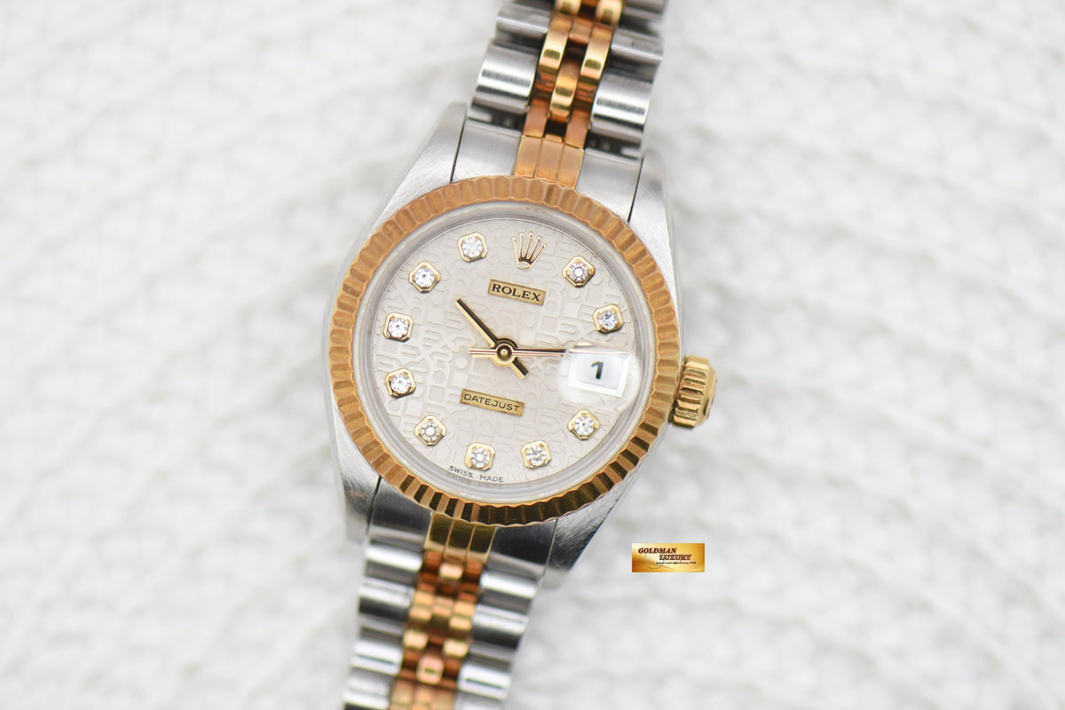 [SOLD] ROLEX OYSTER DATEJUST 26mm HALF-GOLD IN JUBILEE BRACELET COMPUTER DIAMOND DIAL 69173 (MINT)