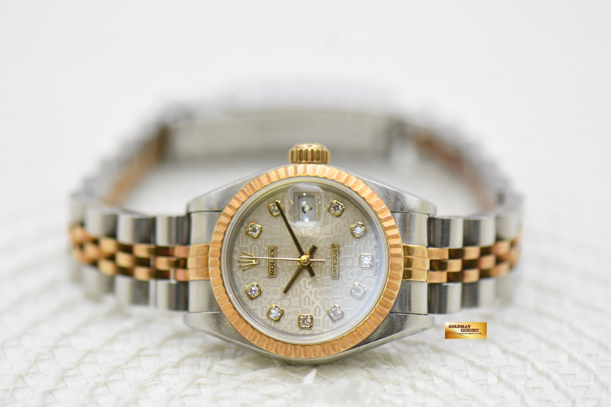 [SOLD] ROLEX OYSTER DATEJUST 26mm HALF-GOLD IN JUBILEE BRACELET COMPUTER DIAMOND DIAL 69173 (MINT)