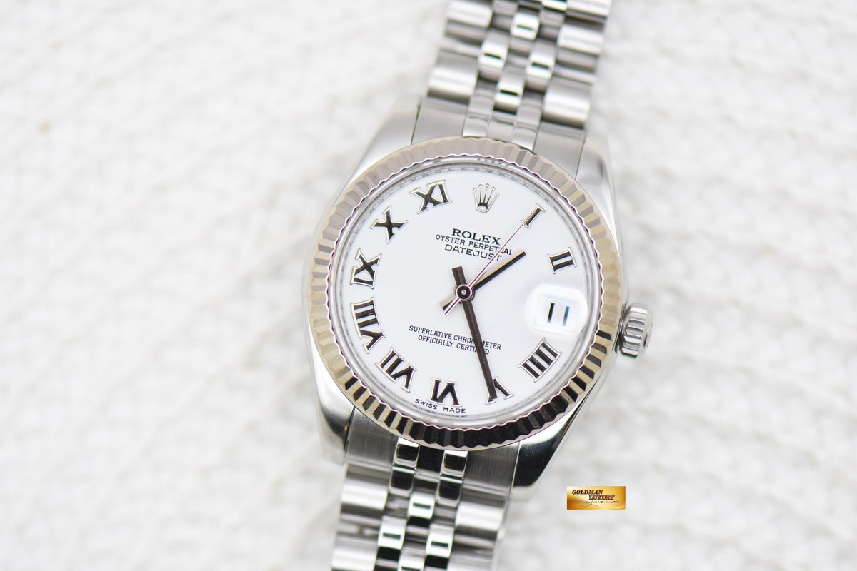 [SOLD] ROLEX OYSTER DATEJUST 31mm STEEL IN JUBILEE BRACELET WHITE ROMAN DIAL 178274 (MINT)