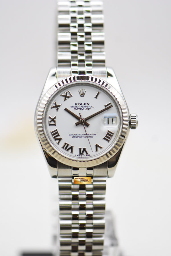 [SOLD] ROLEX OYSTER DATEJUST 31mm STEEL IN JUBILEE BRACELET WHITE ROMAN DIAL 178274 (MINT)