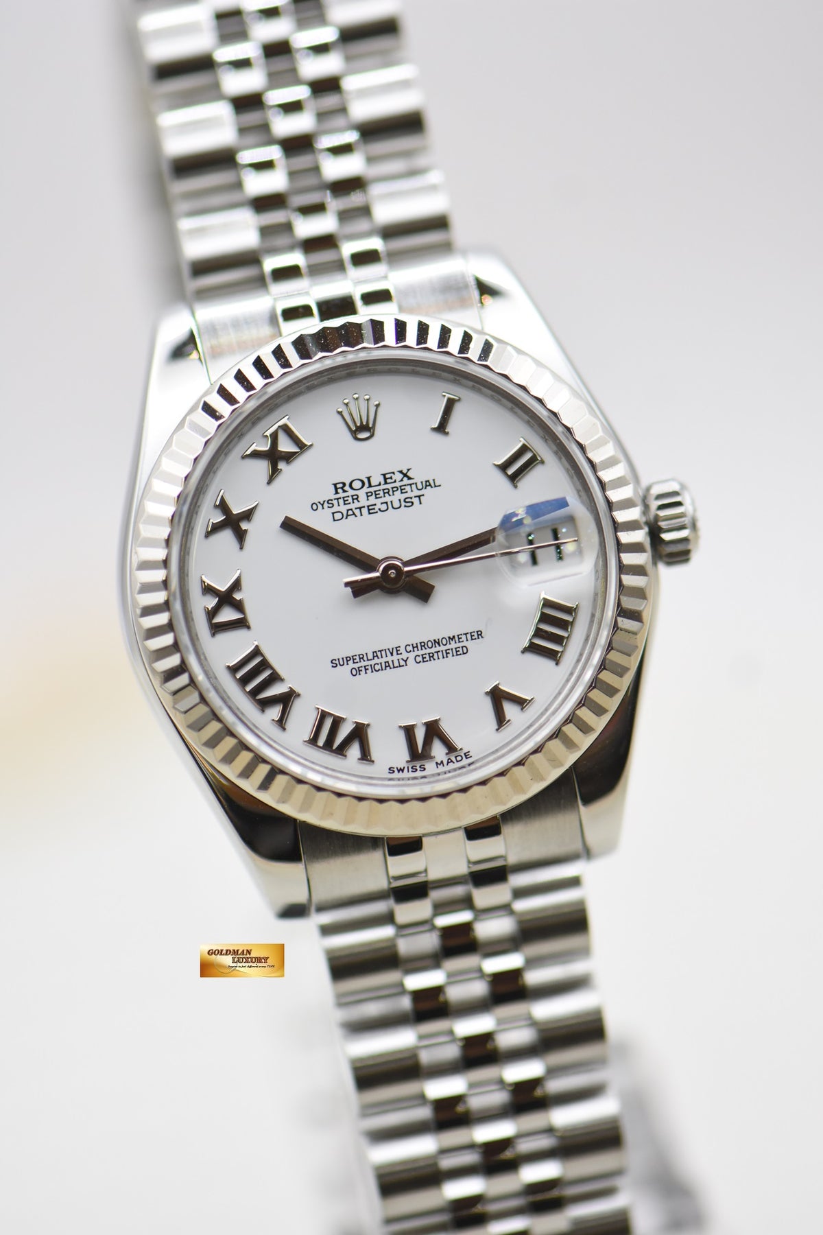 [SOLD] ROLEX OYSTER DATEJUST 31mm STEEL IN JUBILEE BRACELET WHITE ROMAN DIAL 178274 (MINT)