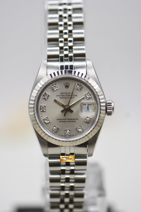 [SOLD] ROLEX OYSTER DATEJUST 26mm STEEL IN JUBILEE BRACELET SILVER DIAMOND DIAL 69174 (MINT)