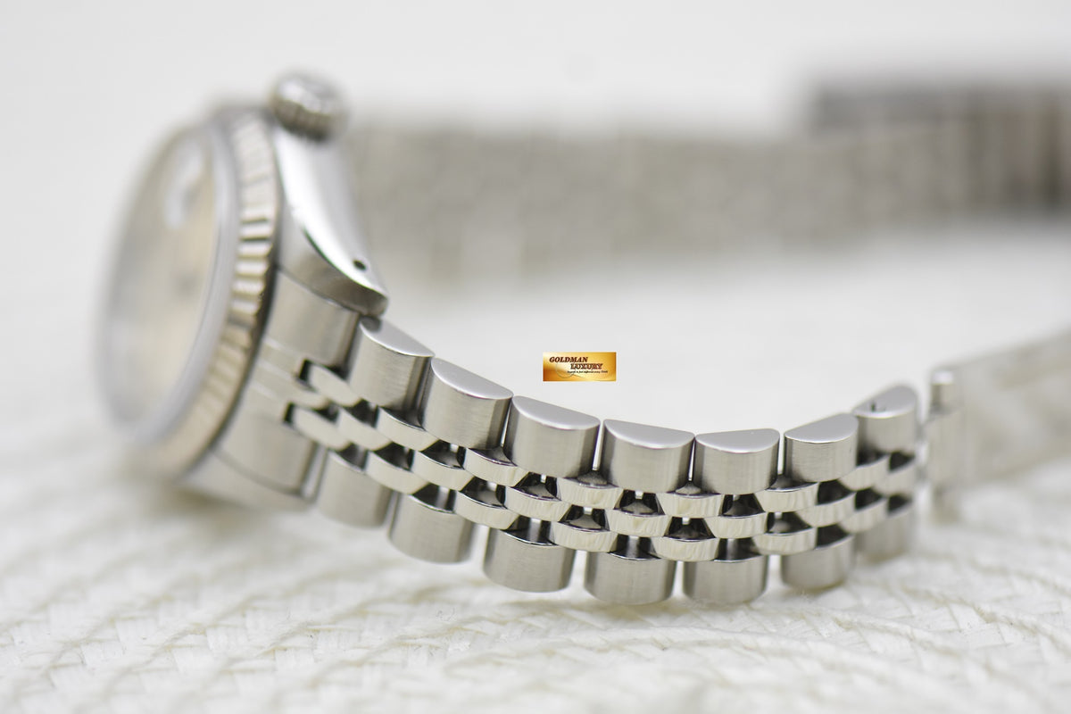 [SOLD] ROLEX OYSTER DATEJUST 26mm STEEL IN JUBILEE BRACELET SILVER DIAMOND DIAL 69174 (MINT)