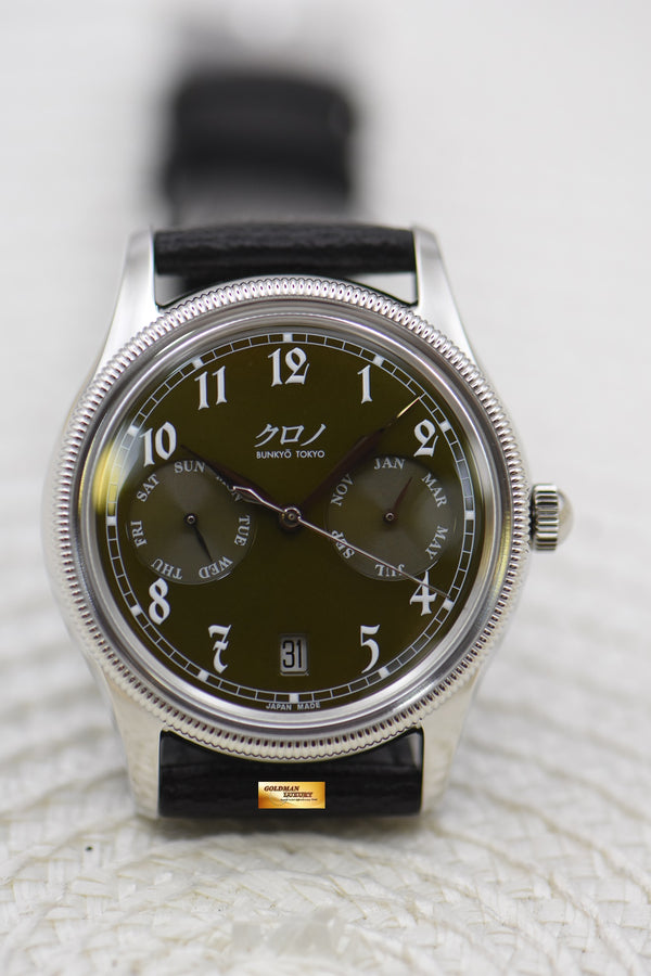 [SOLD] KURONO TOKYO CALENDRIER TYPE 1 38mm STEEL GREEN AUTOMATIC (NEW-UNWORN)