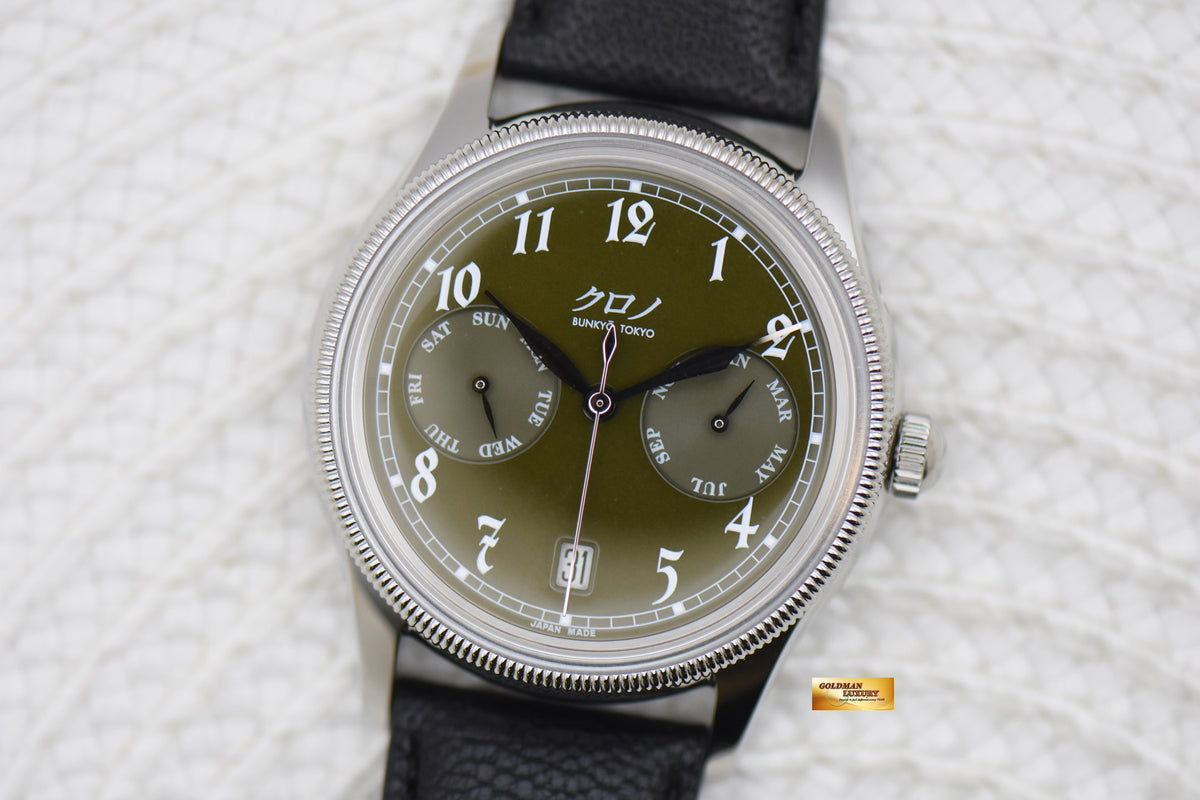 [SOLD] KURONO TOKYO CALENDRIER TYPE 1 38mm STEEL GREEN AUTOMATIC (NEW-UNWORN)