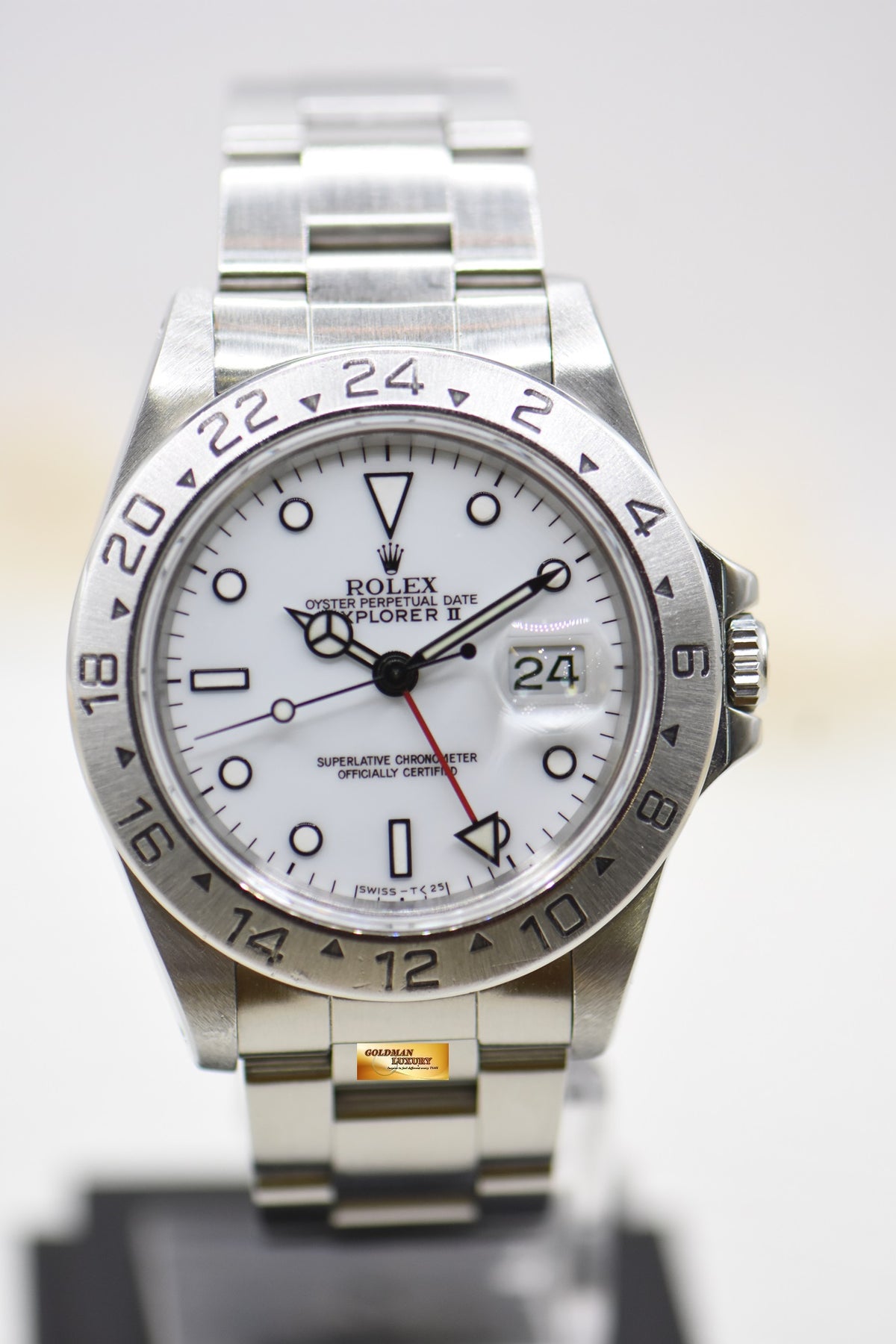 [SOLD] ROLEX OYSTER EXPLORER II 40mm STEEL WHITE TRITIUM DIAL 16570 (MINT)