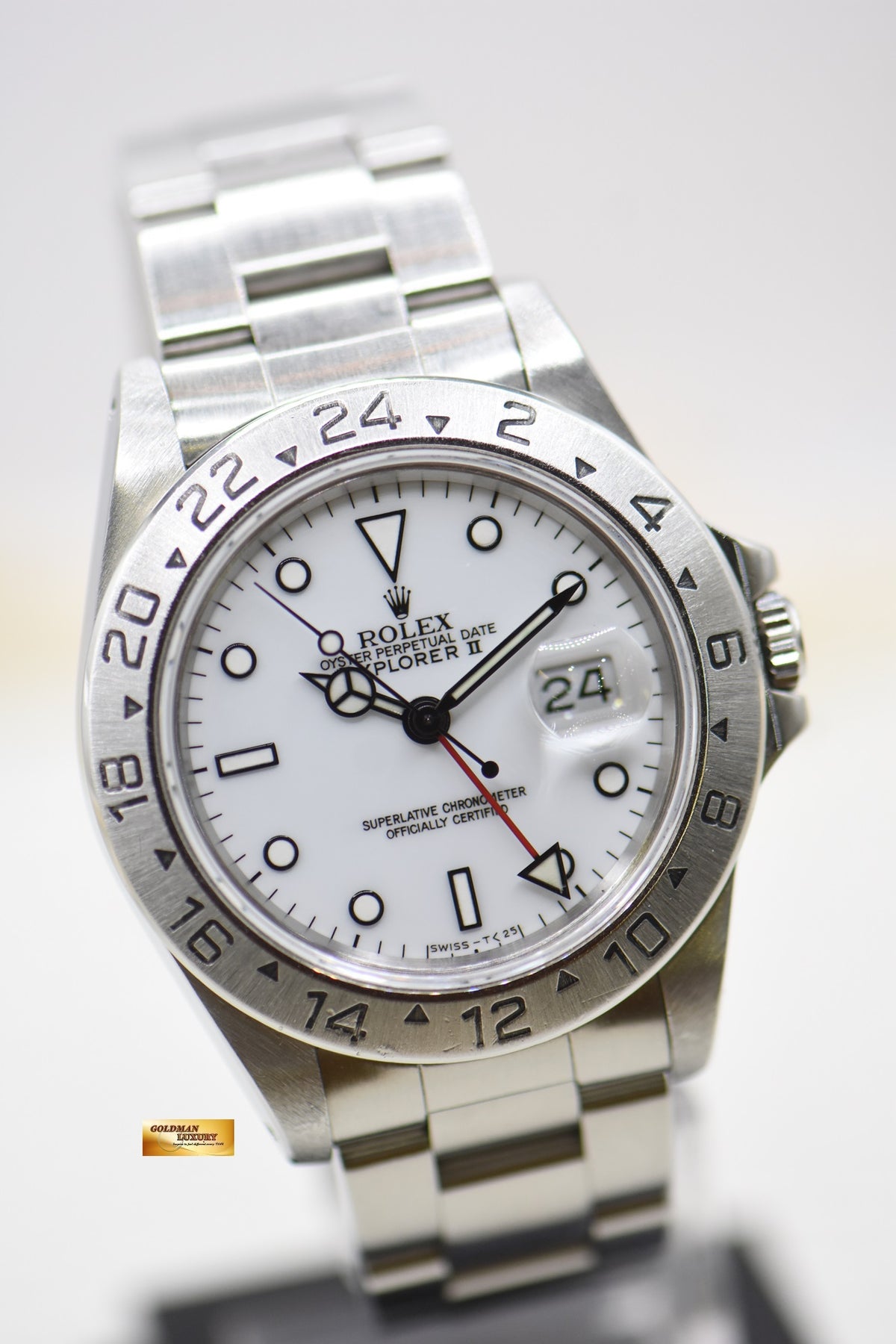 [SOLD] ROLEX OYSTER EXPLORER II 40mm STEEL WHITE TRITIUM DIAL 16570 (MINT)