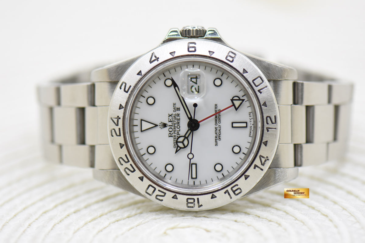 [SOLD] ROLEX OYSTER EXPLORER II 40mm STEEL WHITE TRITIUM DIAL 16570 (MINT)