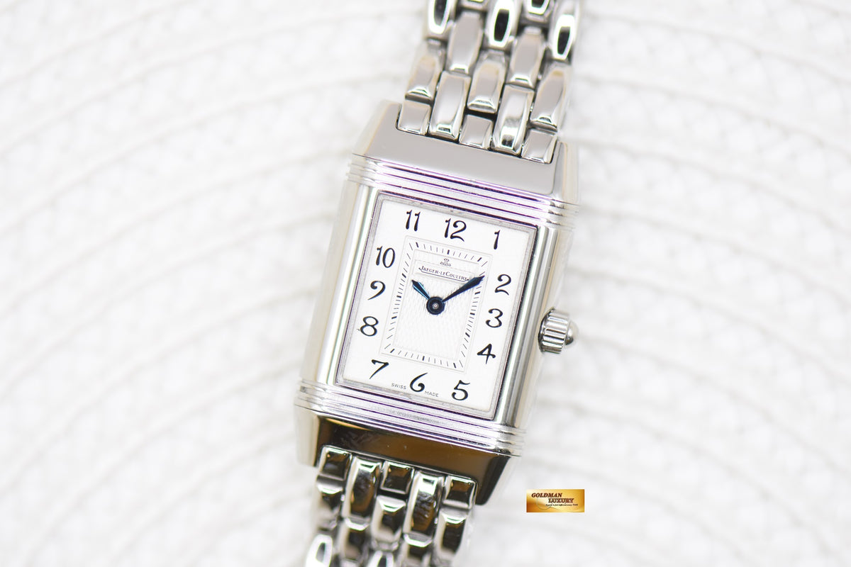 [SOLD] JLC REVERSO DUETTO DIAMONDS LADIES SMALL STEEL IN BRACELET MANUAL Q2668110 (MINT)