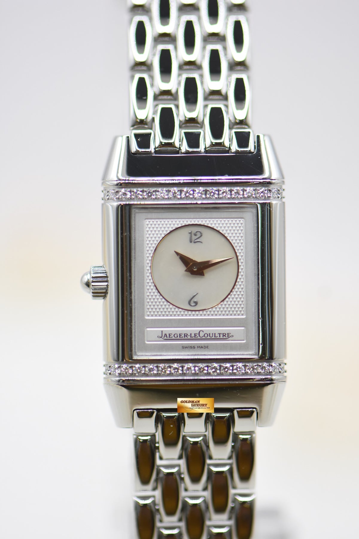 [SOLD] JLC REVERSO DUETTO DIAMONDS LADIES SMALL STEEL IN BRACELET MANUAL Q2668110 (MINT)