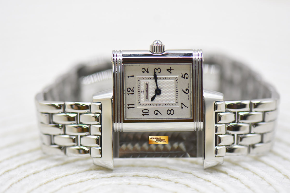 [SOLD] JLC REVERSO DUETTO DIAMONDS LADIES SMALL STEEL IN BRACELET MANUAL Q2668110 (MINT)