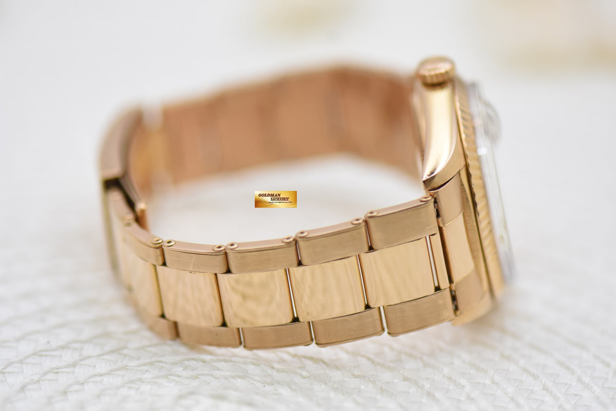 [SOLD] ROLEX OYSTER VINTAGE DATEJUST 36mm ROSE GOLD IN RIVETED BRACELET SILVER DIAL 1601 (VINTAGE-UNPOLISHED)