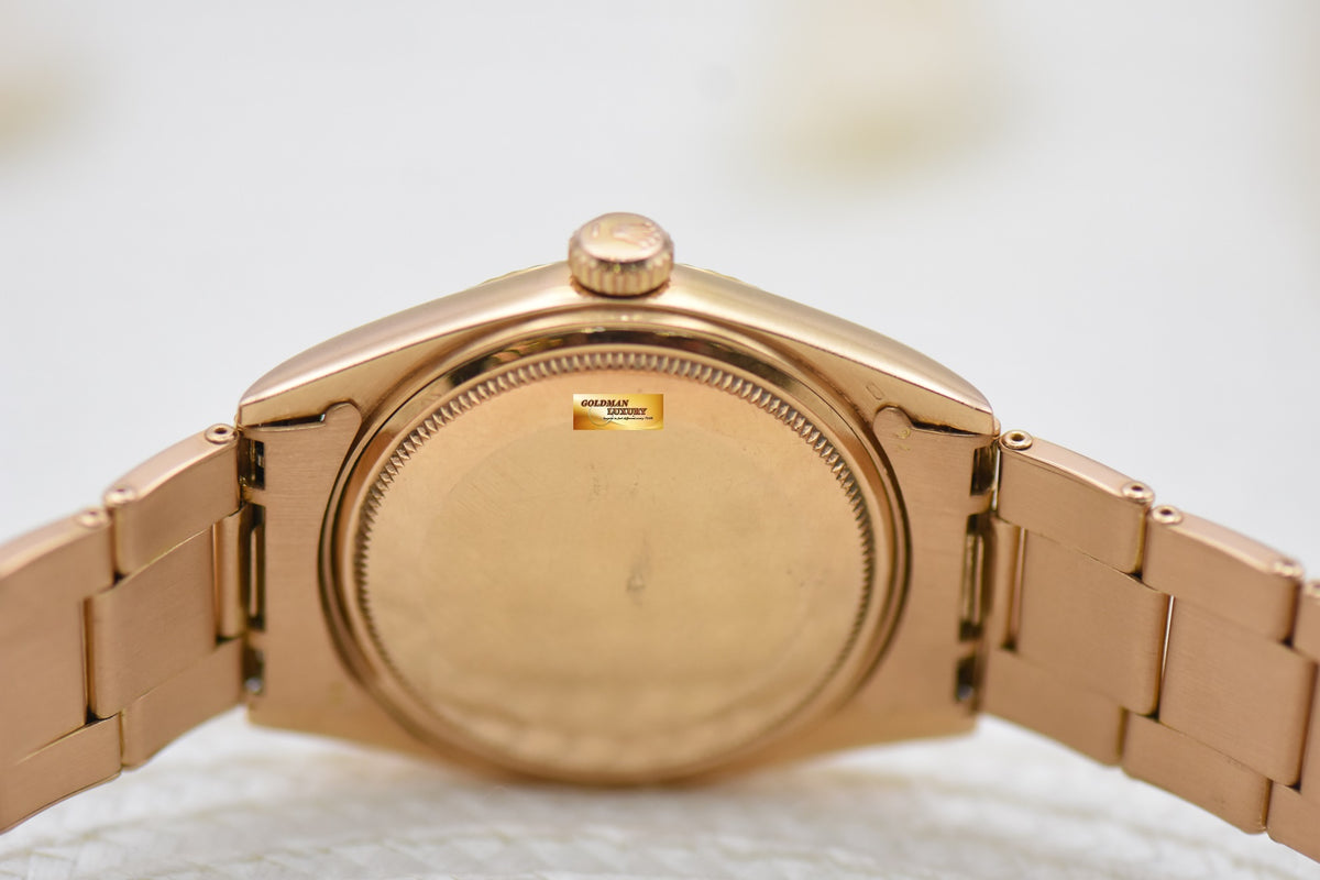 [SOLD] ROLEX OYSTER VINTAGE DATEJUST 36mm ROSE GOLD IN RIVETED BRACELET SILVER DIAL 1601 (VINTAGE-UNPOLISHED)