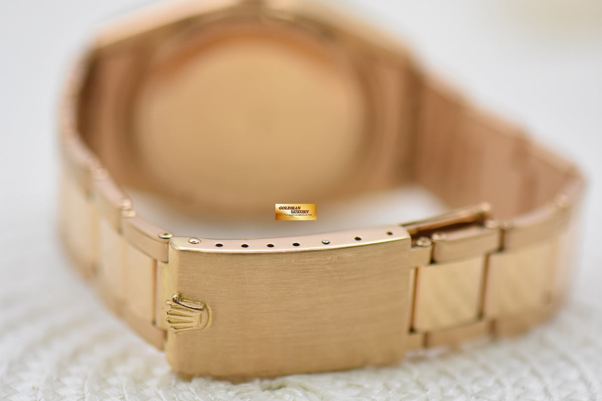 [SOLD] ROLEX OYSTER VINTAGE DATEJUST 36mm ROSE GOLD IN RIVETED BRACELET SILVER DIAL 1601 (VINTAGE-UNPOLISHED)