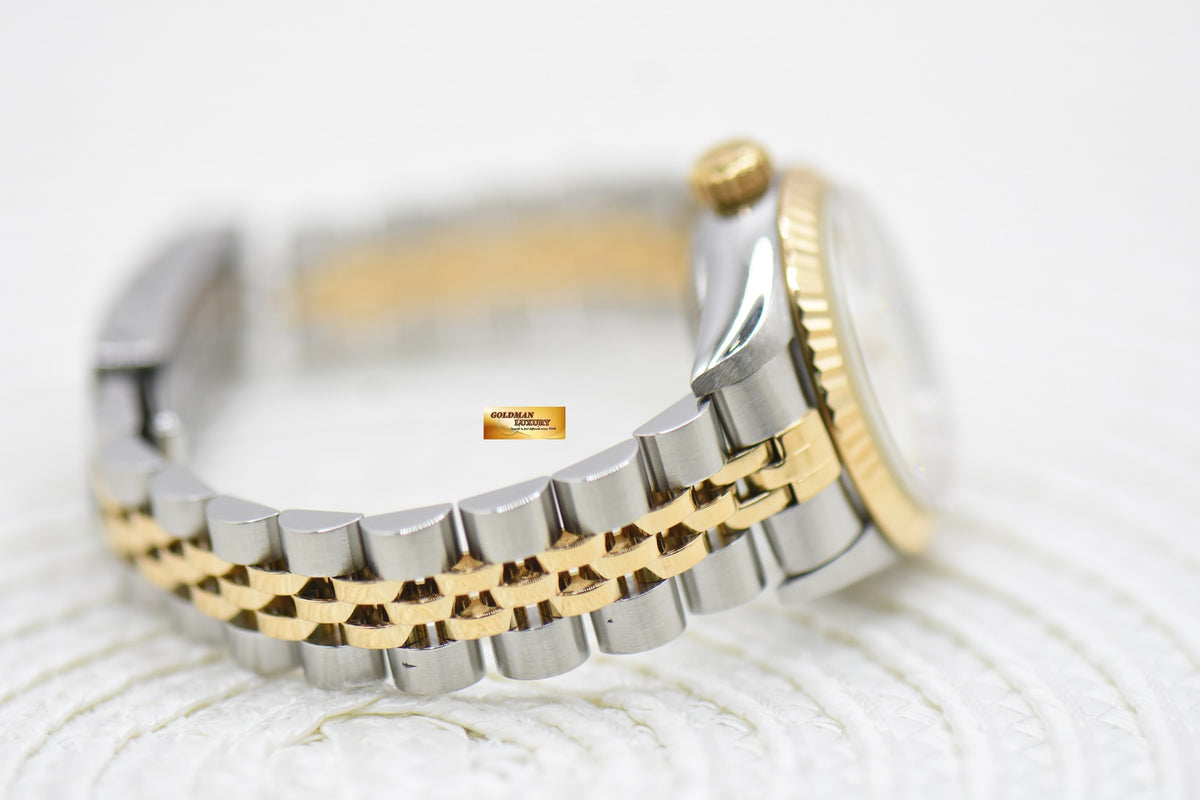 [SOLD] ROLEX OYSTER DATEJUST 26mm HALF-GOLD IN JUBILEE BRACELET WHITE DIAMOND DIAL 69173 (MINT)