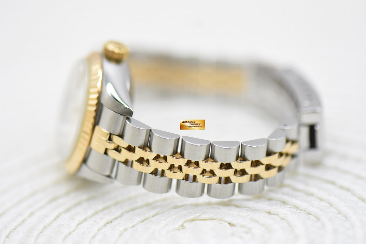 [SOLD] ROLEX OYSTER DATEJUST 26mm HALF-GOLD IN JUBILEE BRACELET WHITE DIAMOND DIAL 69173 (MINT)