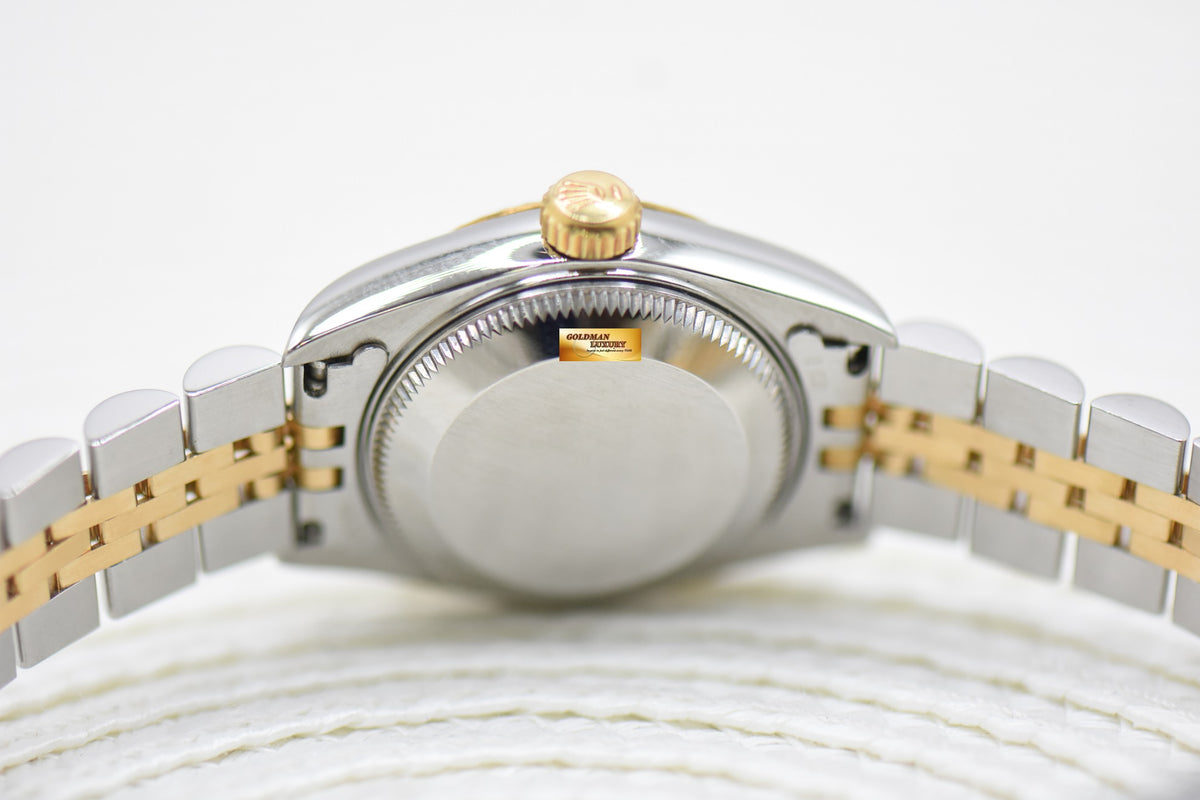 [SOLD] ROLEX OYSTER DATEJUST 26mm HALF-GOLD IN JUBILEE BRACELET WHITE DIAMOND DIAL 69173 (MINT)