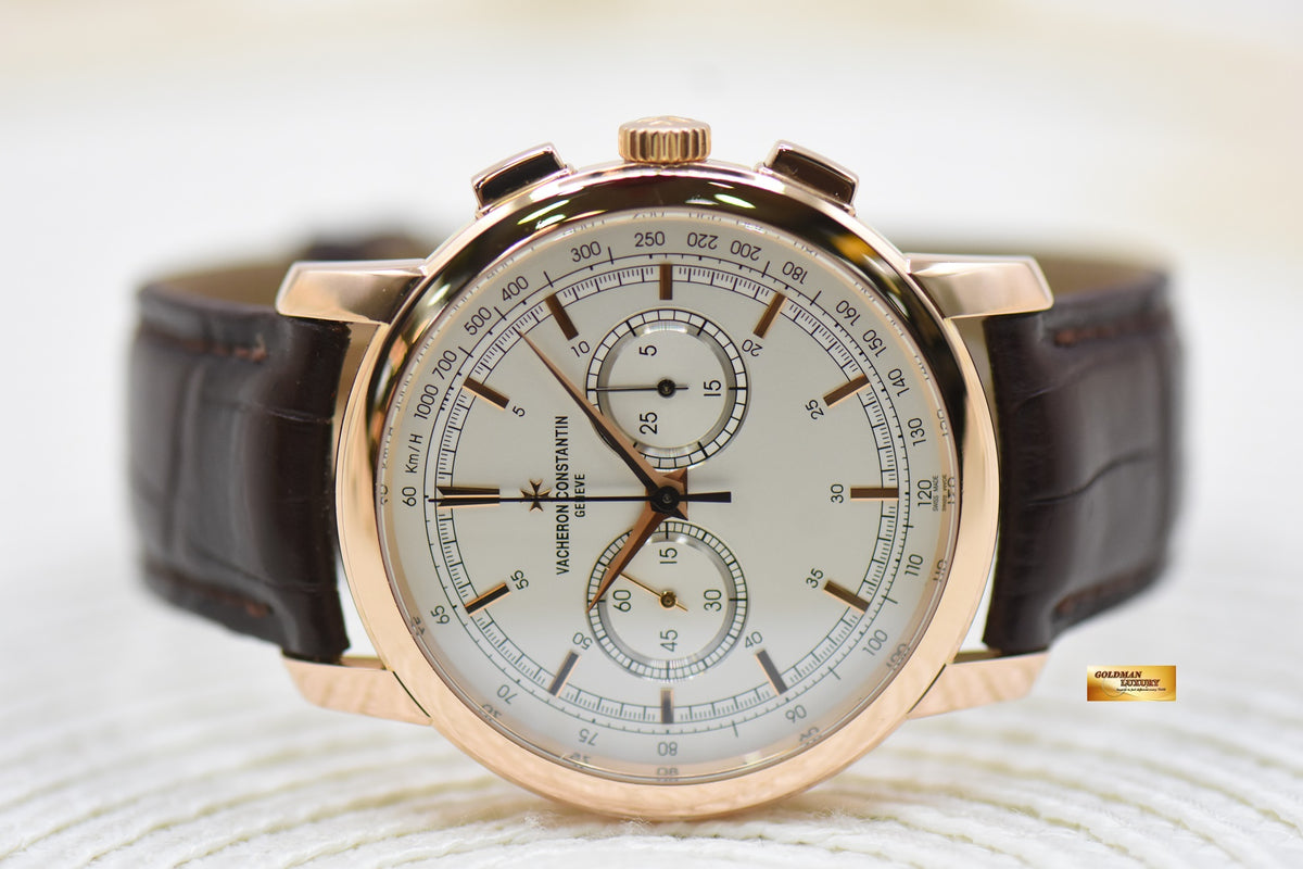 [SOLD] VACHERON CONSTANTIN PATRIMONY TRADITIONNELLE CHRONOGRAPH 42mm ROSE GOLD IN STRAP SILVER MANUAL WINDING 47192 (MINT)
