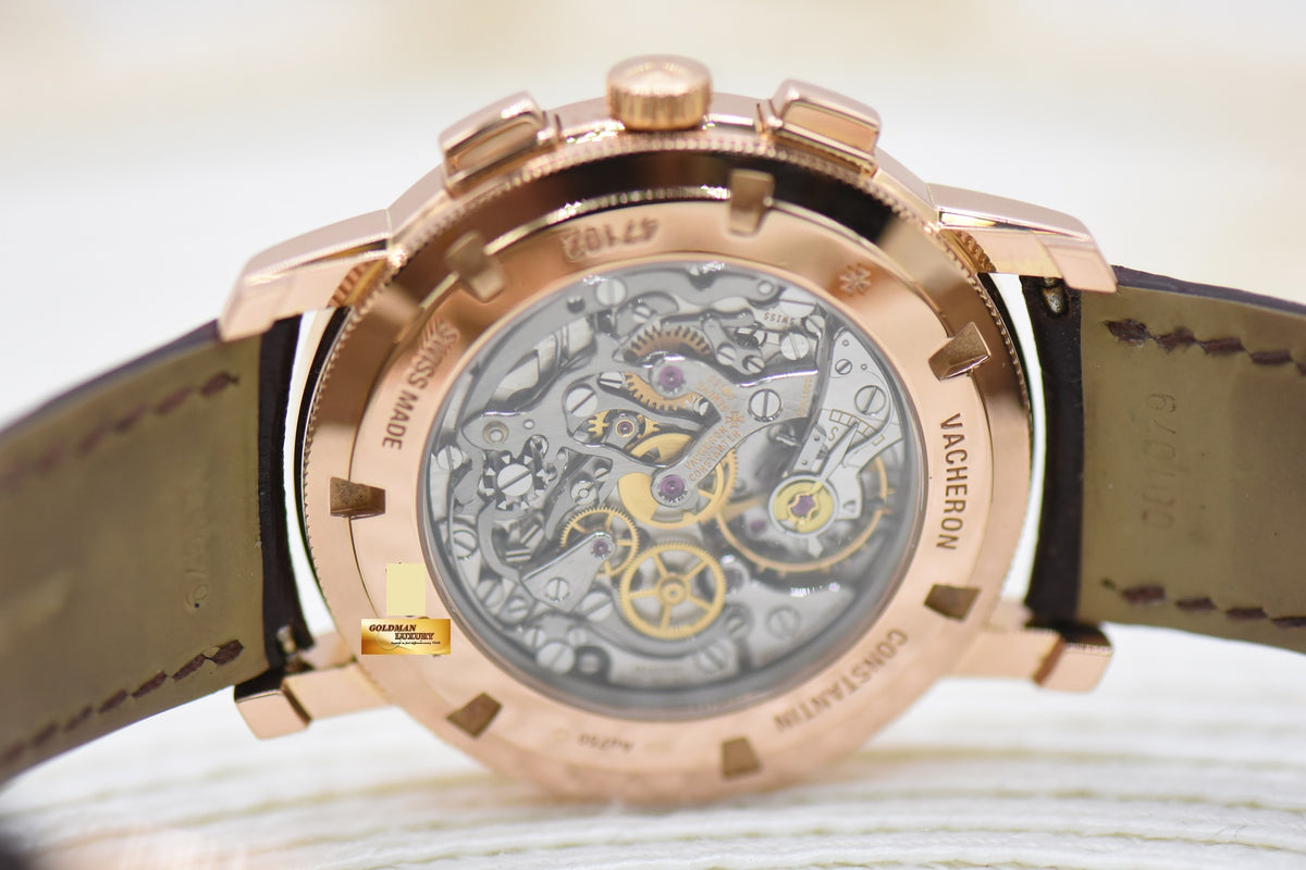 [SOLD] VACHERON CONSTANTIN PATRIMONY TRADITIONNELLE CHRONOGRAPH 42mm ROSE GOLD IN STRAP SILVER MANUAL WINDING 47192 (MINT)
