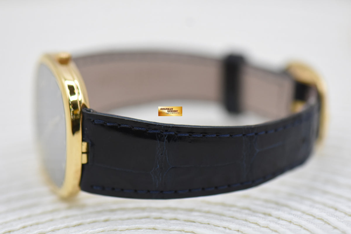 [SOLD] PATEK PHILIPPE GOLDEN ELLIPSE YELLOW GOLD IN LEATHER STRAP 30mm BLUE DIAL QUARTZ 3838J (MINT)