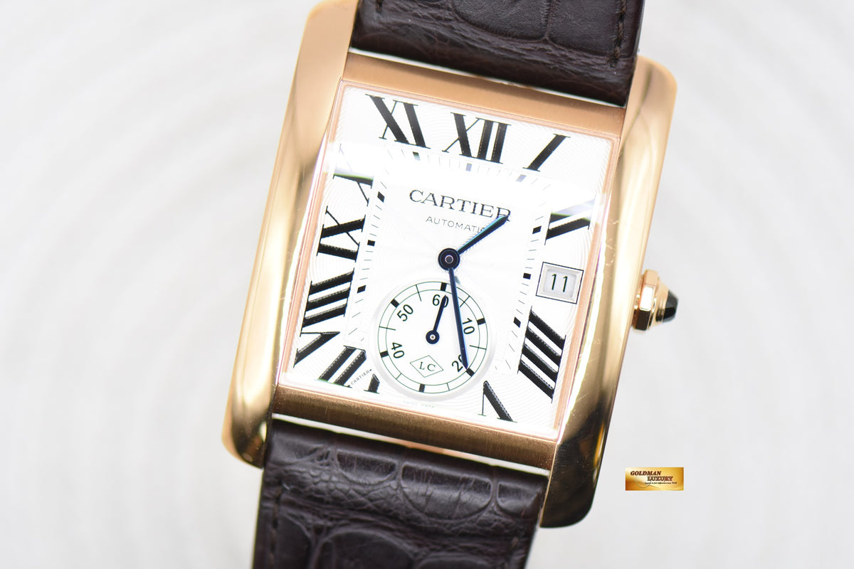 [SOLD] CARTIER TANK MC LARGE MEN’S ROSE GOLD IN LEATHER STRAP AUTOMATIC 3590 (MINT)