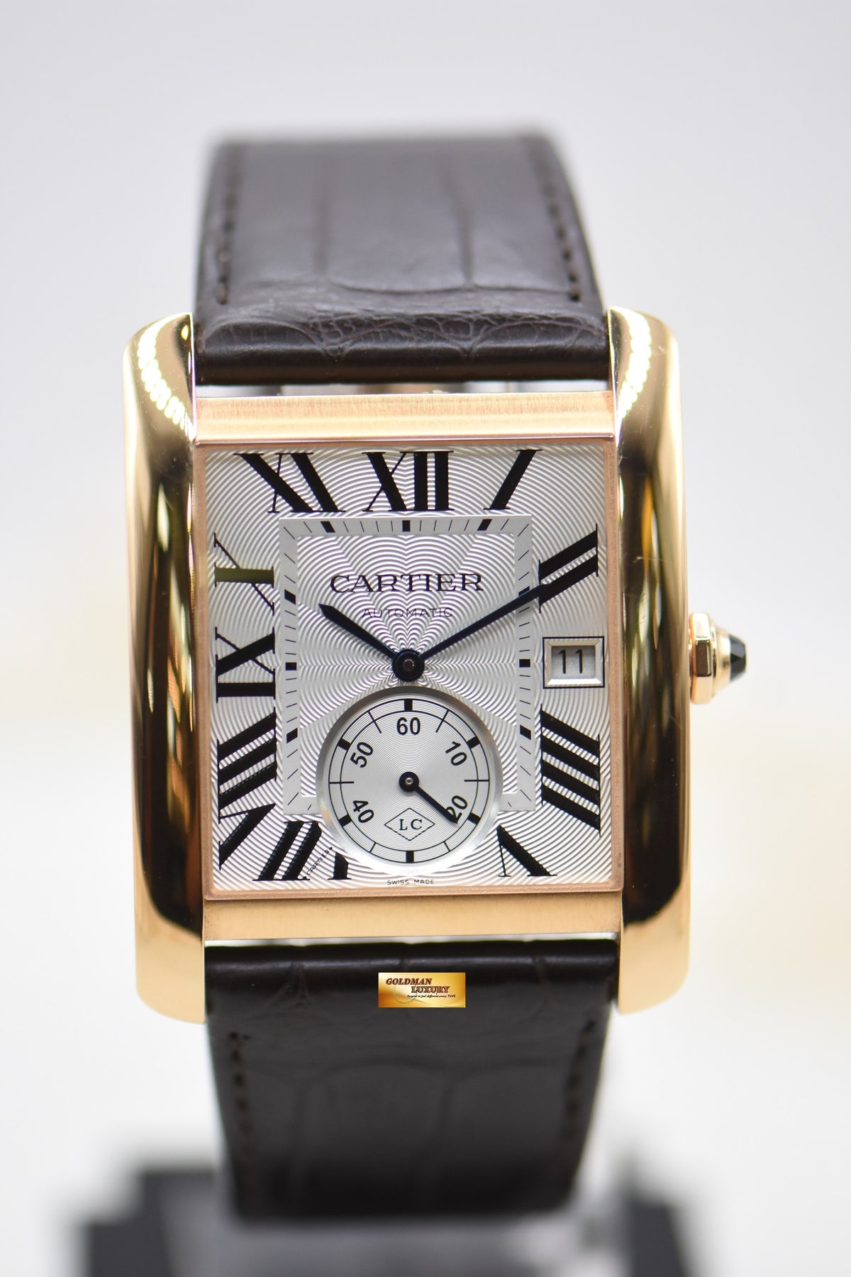 [SOLD] CARTIER TANK MC LARGE MEN’S ROSE GOLD IN LEATHER STRAP AUTOMATIC 3590 (MINT)