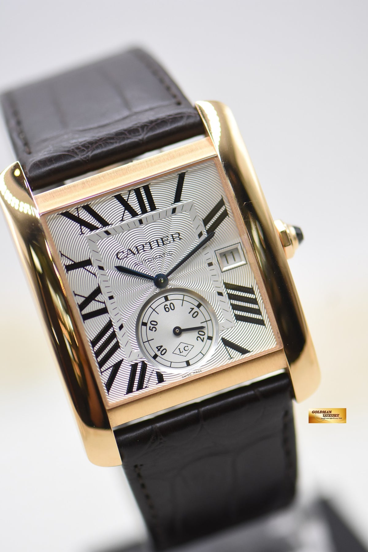 [SOLD] CARTIER TANK MC LARGE MEN’S ROSE GOLD IN LEATHER STRAP AUTOMATIC 3590 (MINT)