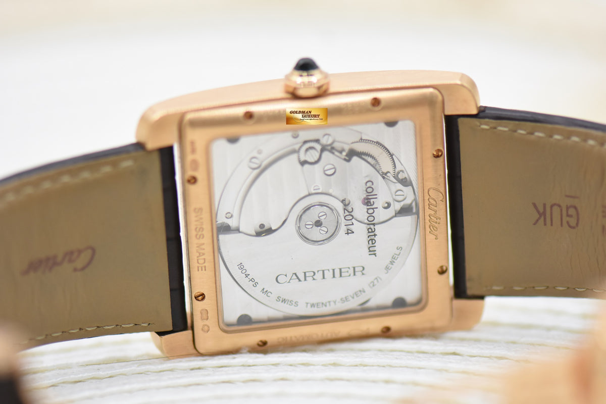 [SOLD] CARTIER TANK MC LARGE MEN’S ROSE GOLD IN LEATHER STRAP AUTOMATIC 3590 (MINT)