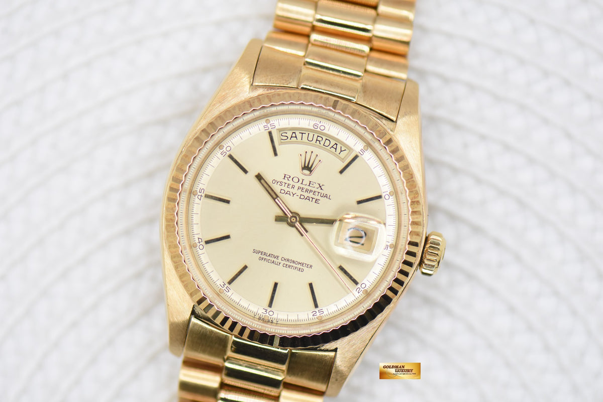 [SOLD] ROLEX OYSTER DAY-DATE 36mm YELLOW GOLD IN PRESIDENT BRACELET GOLD DIAL (NON-QUICK-SET DATE) 1803 (VINTAGE)