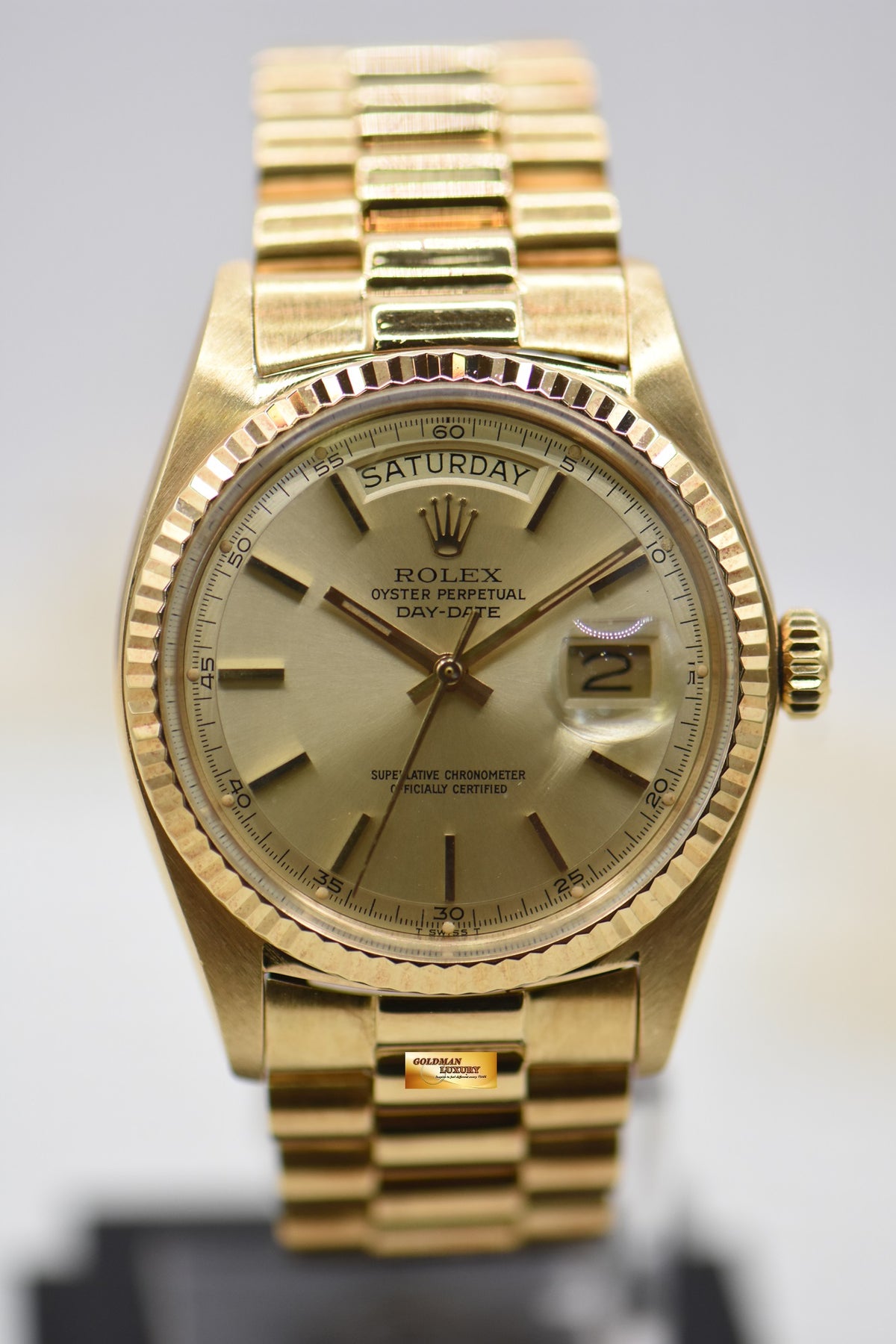 [SOLD] ROLEX OYSTER DAY-DATE 36mm YELLOW GOLD IN PRESIDENT BRACELET GOLD DIAL (NON-QUICK-SET DATE) 1803 (VINTAGE)