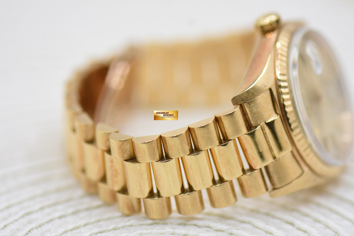 [SOLD] ROLEX OYSTER DAY-DATE 36mm YELLOW GOLD IN PRESIDENT BRACELET GOLD DIAL (NON-QUICK-SET DATE) 1803 (VINTAGE)