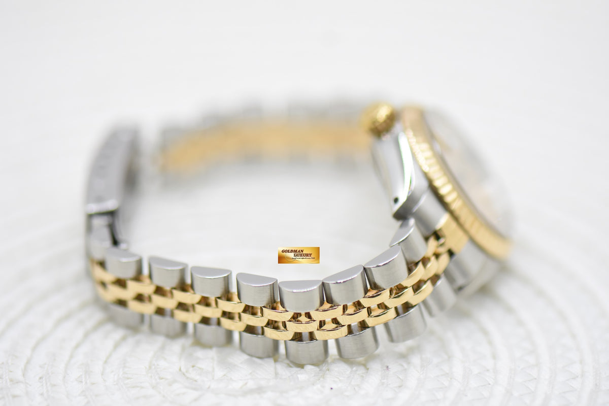 [SOLD] ROLEX OYSTER DATEJUST 26mm HALF-GOLD IN JUBILEE BRACELET WHITE DIAMOND DIAL 69173 (MINT)