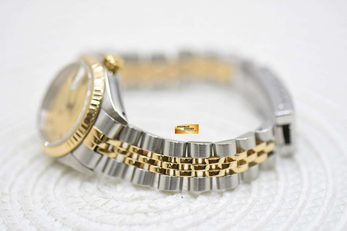 [SOLD] ROLEX OYSTER DATEJUST 26mm HALF-GOLD IN JUBILEE BRACELET WHITE DIAMOND DIAL 69173 (MINT)