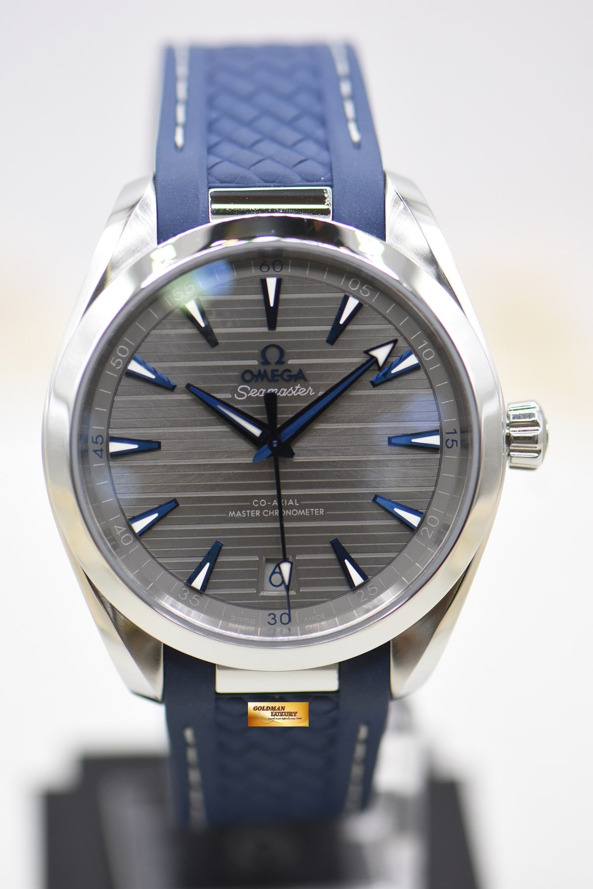 [SOLD] OMEGA AQUA TERRA 150m CO-AXIAL MASTER CHRONOMETER 41mm STEEL IN BLUE RUBBER STRAP AUTOMATIC 220.12.41.21.06.001 (LNIB)