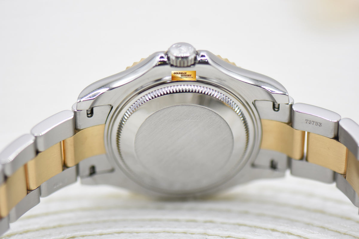 [SOLD] ROLEX OYSTER YACHT MASTER 35mm HALF GOLD IN  BRACELET WHITE DIAL 168623 (MINT)