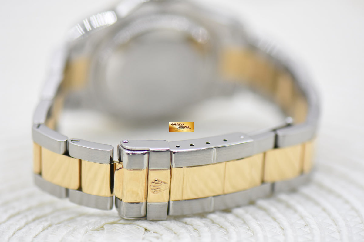[SOLD] ROLEX OYSTER YACHT MASTER 35mm HALF GOLD IN  BRACELET WHITE DIAL 168623 (MINT)