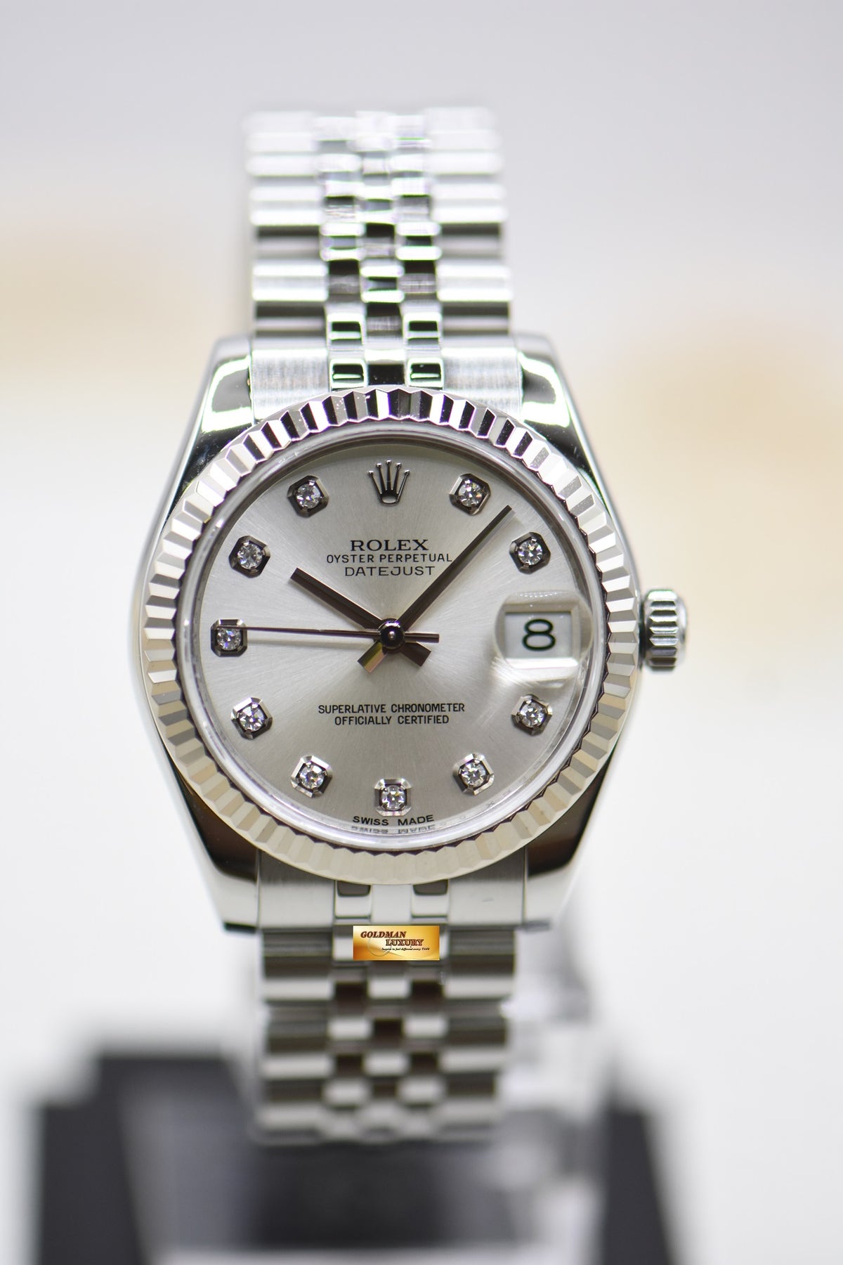 [SOLD] ROLEX OYSTER DATEJUST 31mm STEEL IN JUBILEE BRACELET SILVER DIAMOND DIAL 178274 (MINT)