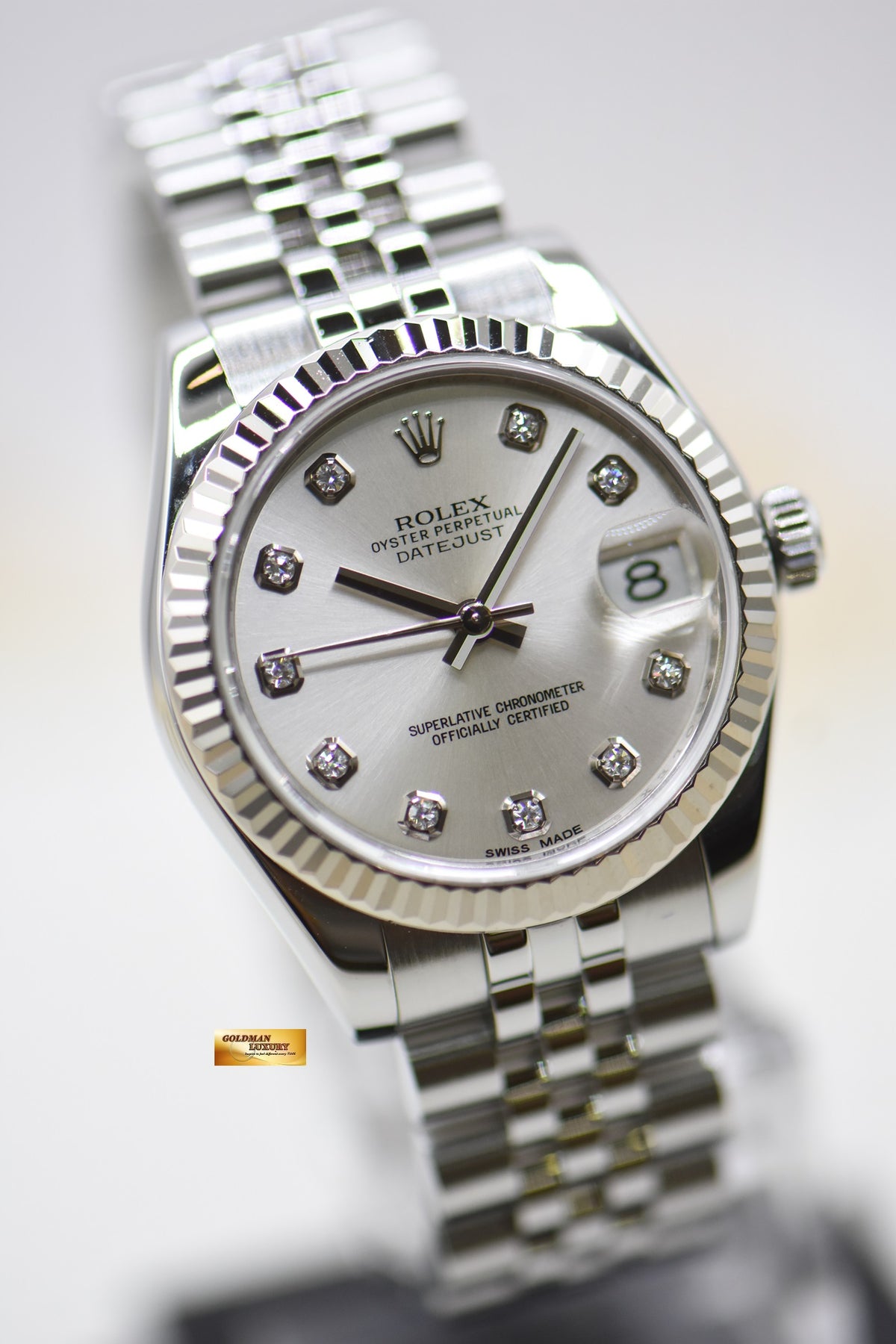 [SOLD] ROLEX OYSTER DATEJUST 31mm STEEL IN JUBILEE BRACELET SILVER DIAMOND DIAL 178274 (MINT)