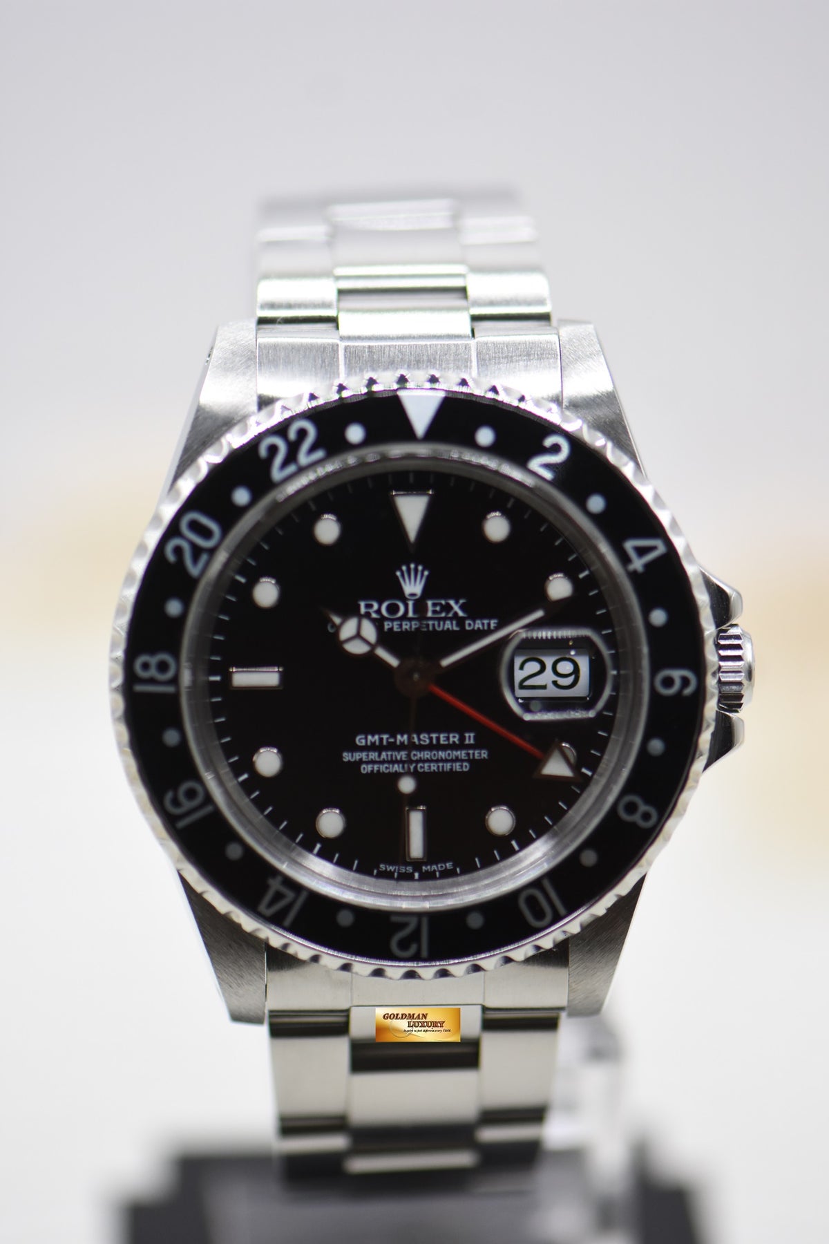 [SOLD] ROLEX OYSTER GMT-MASTER II 40mm STEEL BLACK BEZEL 16710 (MINT)