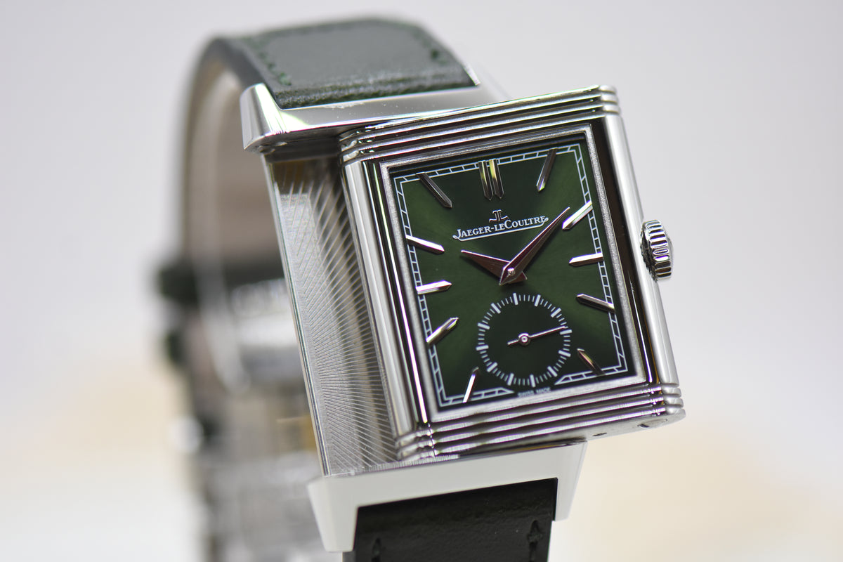 [SOLD] JAEGER Le-COULTRE REVERSO TRIBUTE MONOFACE SMALL SECONDS STEEL LEATHER GREEN MANUAL Q3978430 (LNIB)