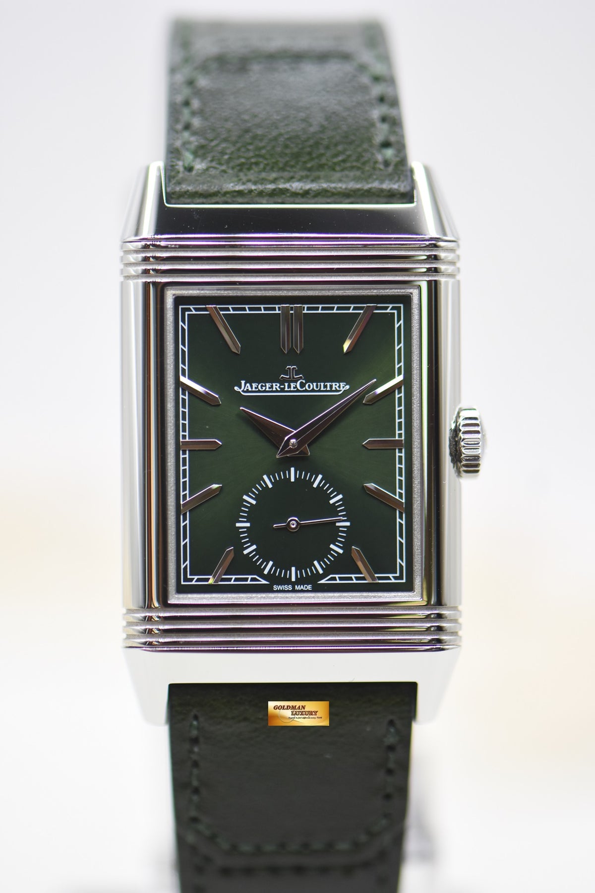 [SOLD] JAEGER Le-COULTRE REVERSO TRIBUTE MONOFACE SMALL SECONDS STEEL LEATHER GREEN MANUAL Q3978430 (LNIB)
