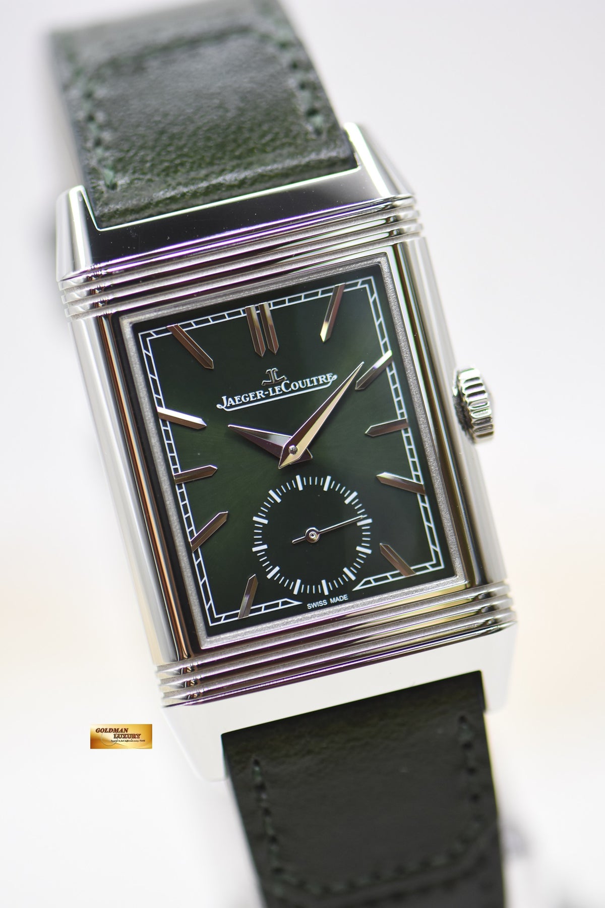 [SOLD] JAEGER Le-COULTRE REVERSO TRIBUTE MONOFACE SMALL SECONDS STEEL LEATHER GREEN MANUAL Q3978430 (LNIB)