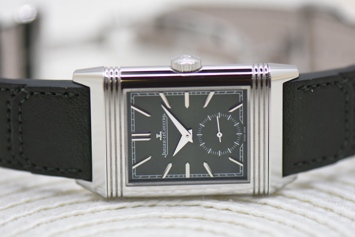 [SOLD] JAEGER Le-COULTRE REVERSO TRIBUTE MONOFACE SMALL SECONDS STEEL LEATHER GREEN MANUAL Q3978430 (LNIB)