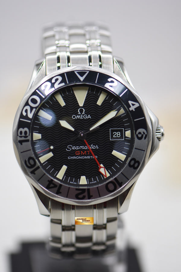 [SOLD] OMEGA SEAMASTER 300 GMT “50TH ANNIVERSARY” STEEL IN BRACELET BLACK DIAL AUTOMATIC 2534.5000 (MINT)