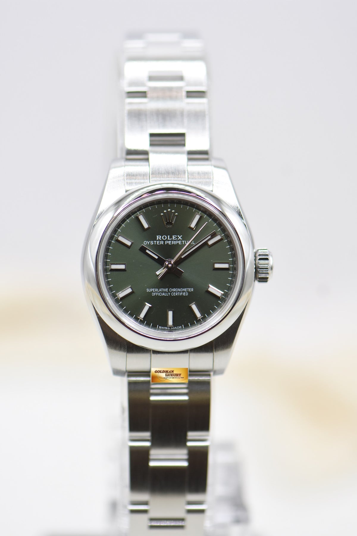 [SOLD] ROLEX OYSTER PERPETUAL 26mm STEEL BRACELET OLIVE GREEN DIAL 176200 (MINT)