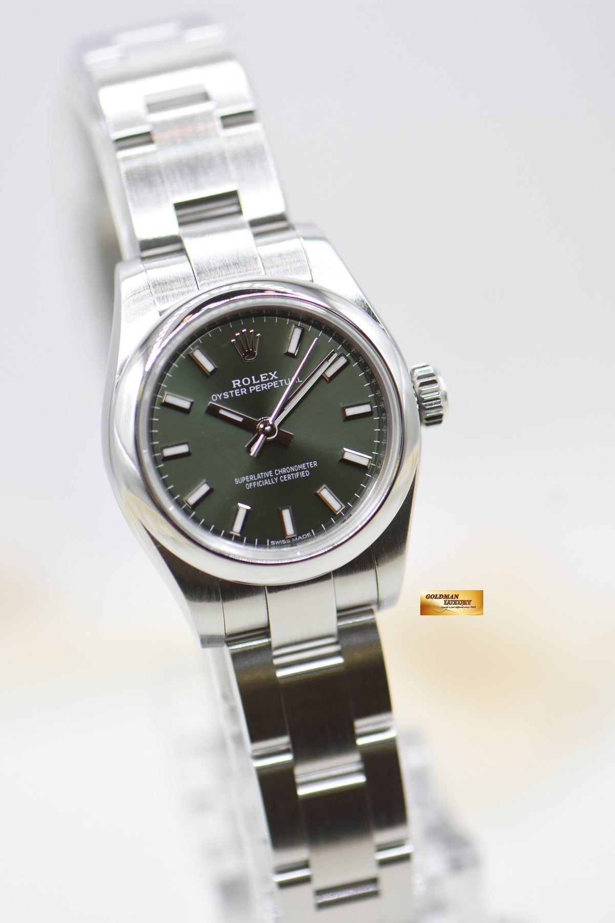 [SOLD] ROLEX OYSTER PERPETUAL 26mm STEEL BRACELET OLIVE GREEN DIAL 176200 (MINT)